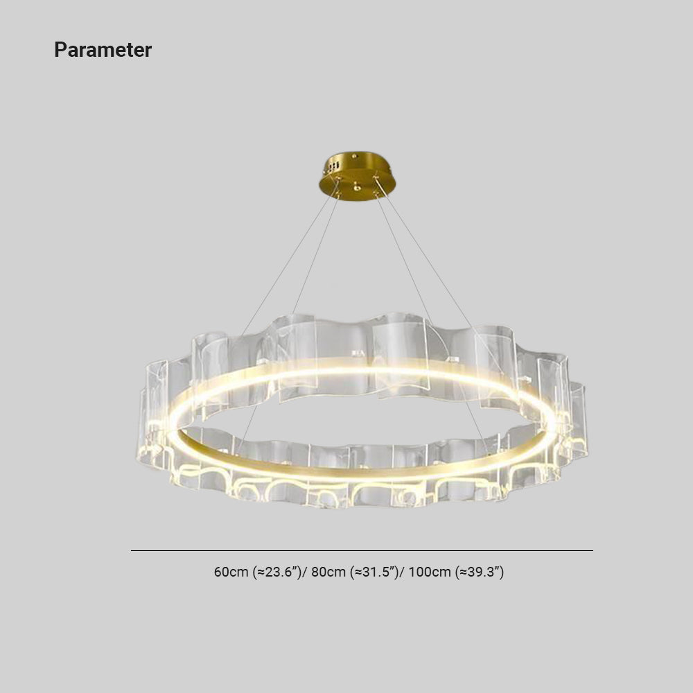 Pebamon Creative Ring Metal/Arcylic Pendant Light, Gold