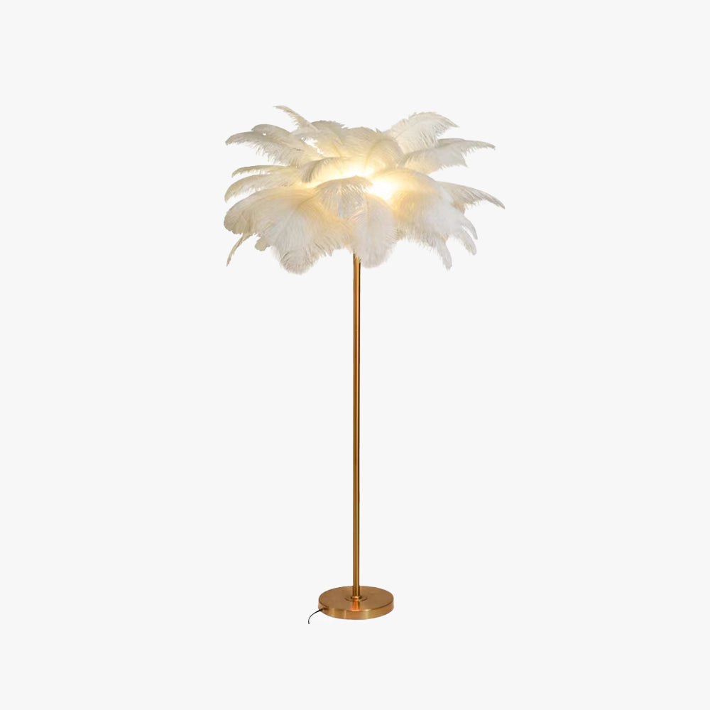Tutigod Modern Natural Ostrich Feather Gold-plated Floor Lamp