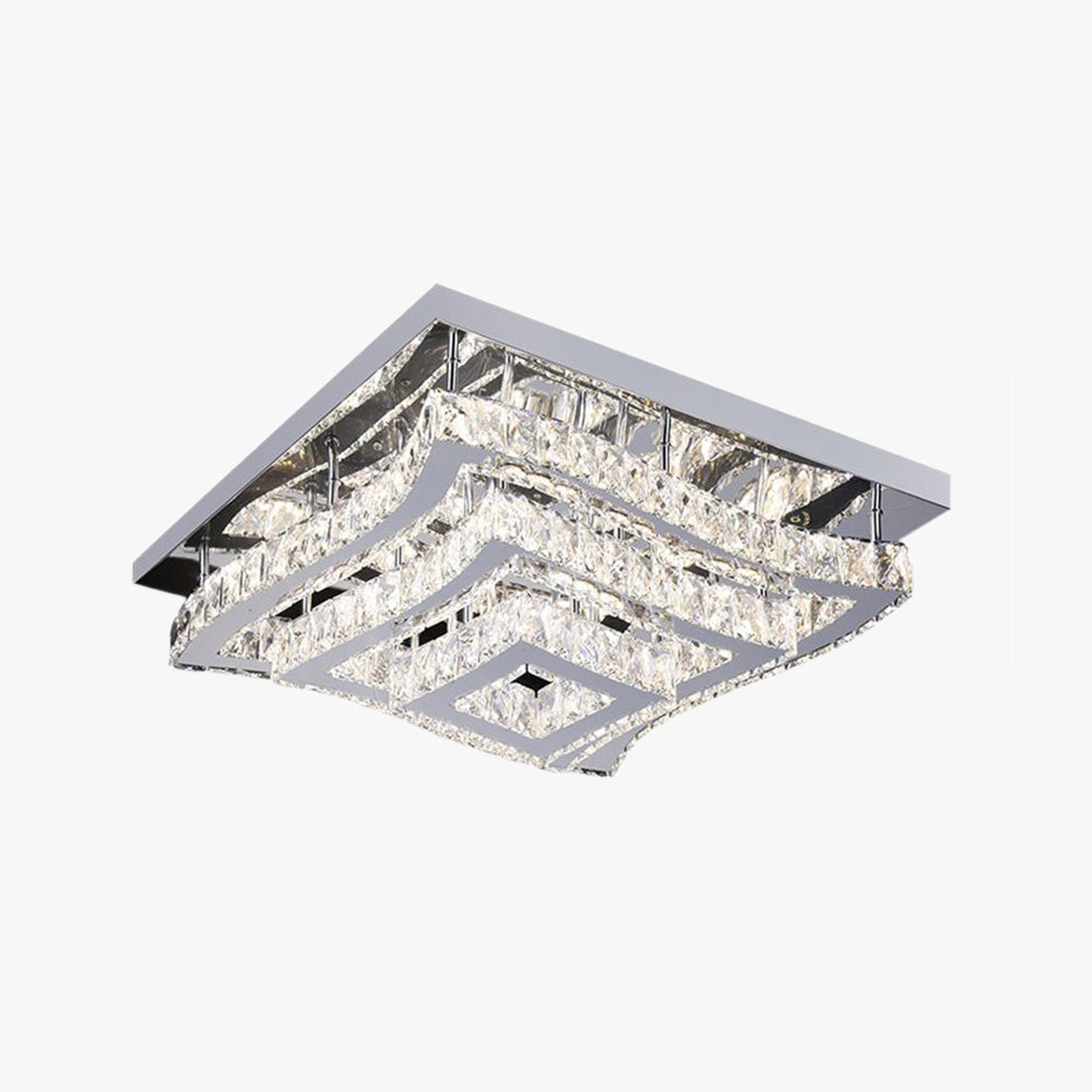 Numeror Luxury Square Metal/Glass Flush Mount Ceiling Light, Living Room