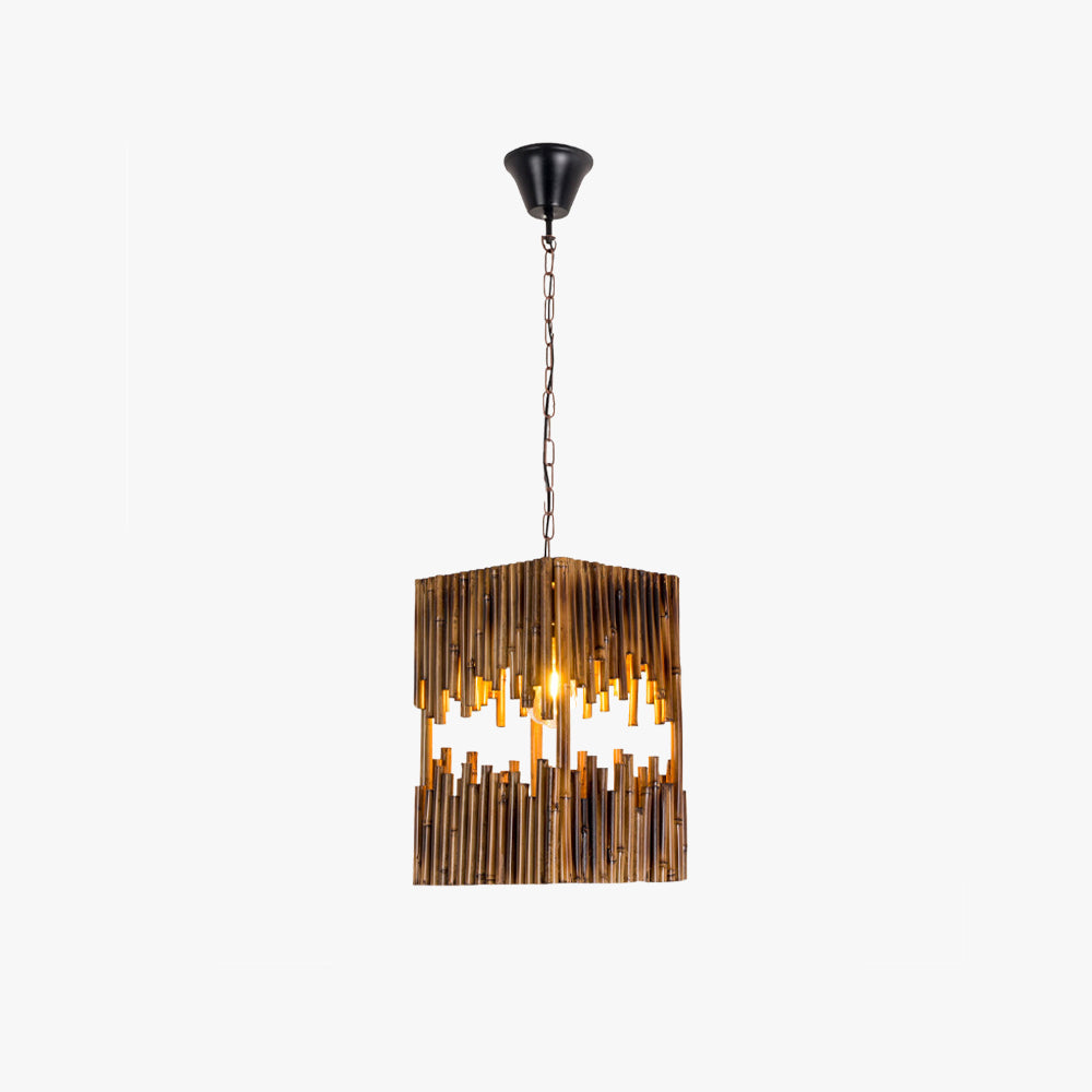 Moposet Retro Rectangular Metal/Wood Pendant Light