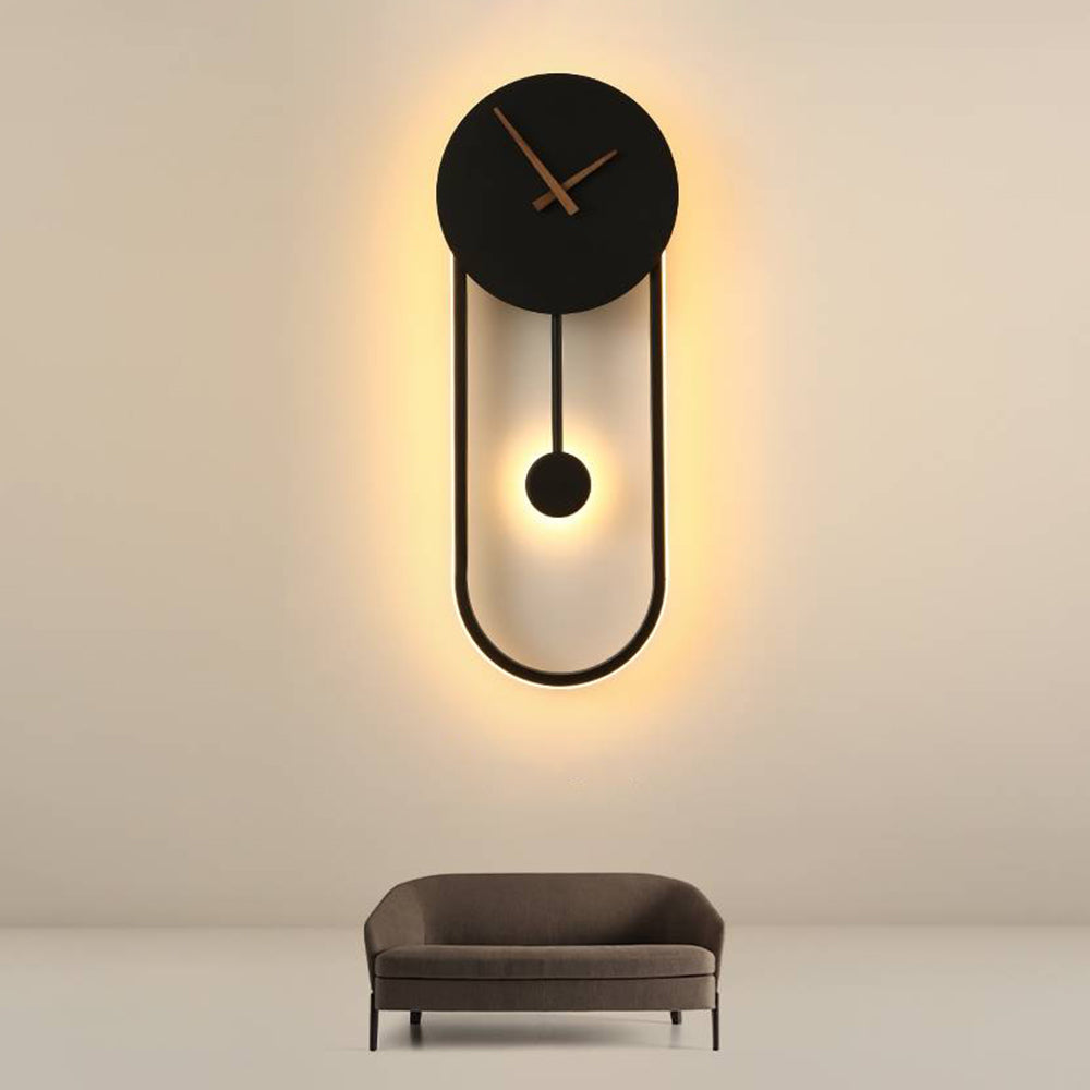 Luvudom Nordic Clock Wall Lamp, Gold & Black