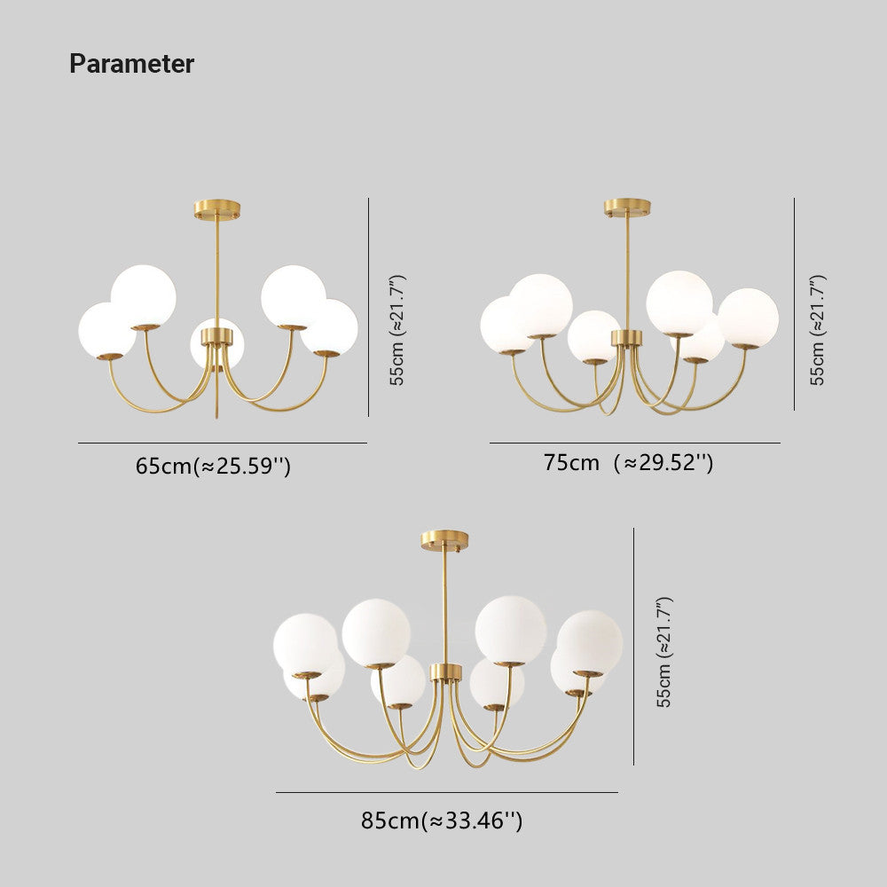 Rudunis Modern Ball Bubble Metal/Glass Chandelier, Gold