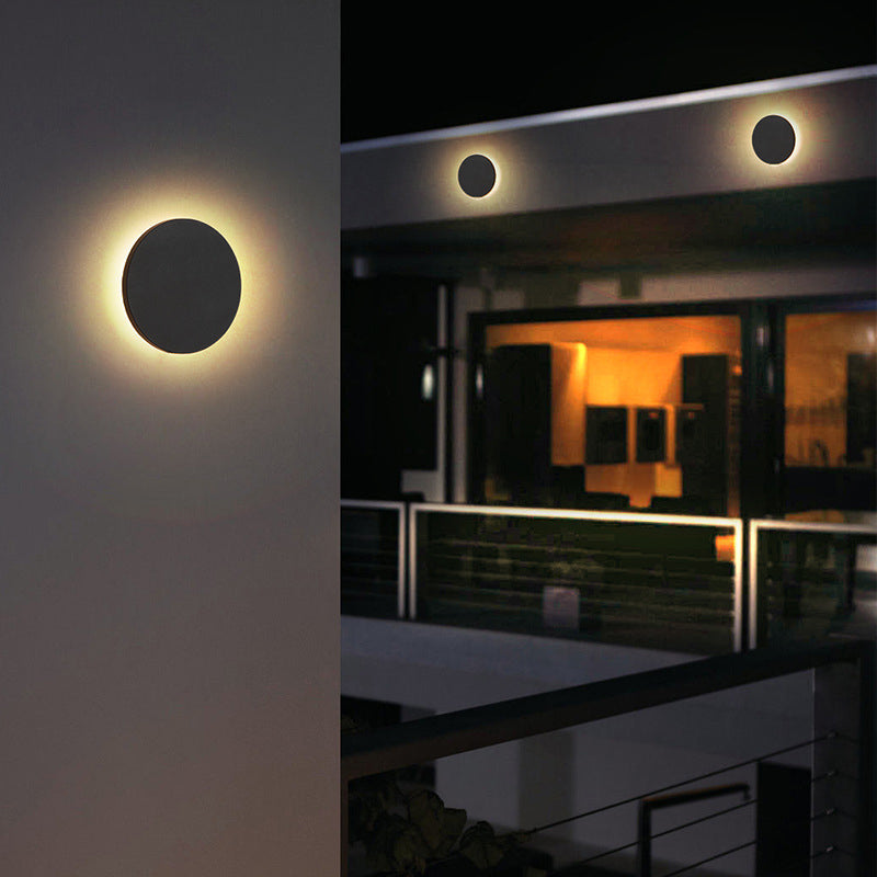 Dori Minimalist Round/Square Outdoor Wall Lamp LED, Black/White-Neutral Decor