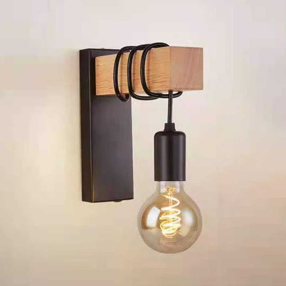 Lupanes Wall Lamp Bulb Industrial, Metal, Black/White, Living Room