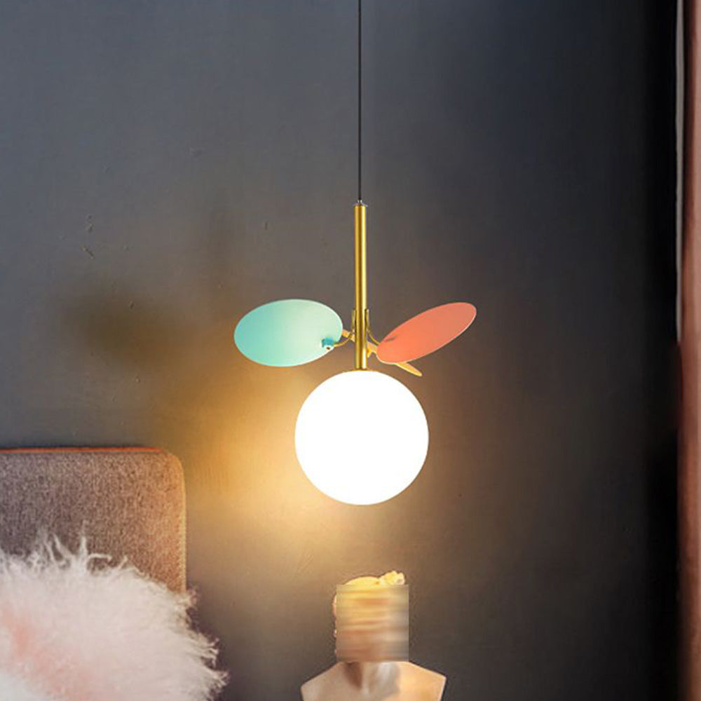 Vupenos Art Deco Globe Pendant Light, Multi-Color/White, Metal/Glass