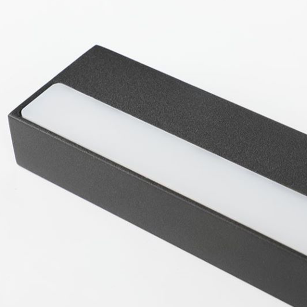 Cuguver Modern Rectangular Linear Mirror Front Wall Lamp, Black