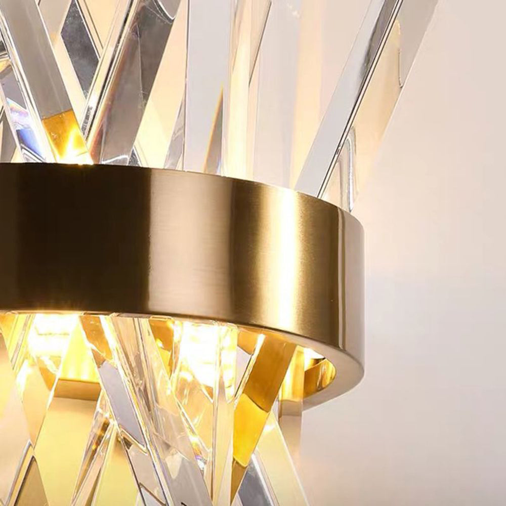 Cikutar Decorative Geometric Crystal/Metal Wall Lamp, Gold