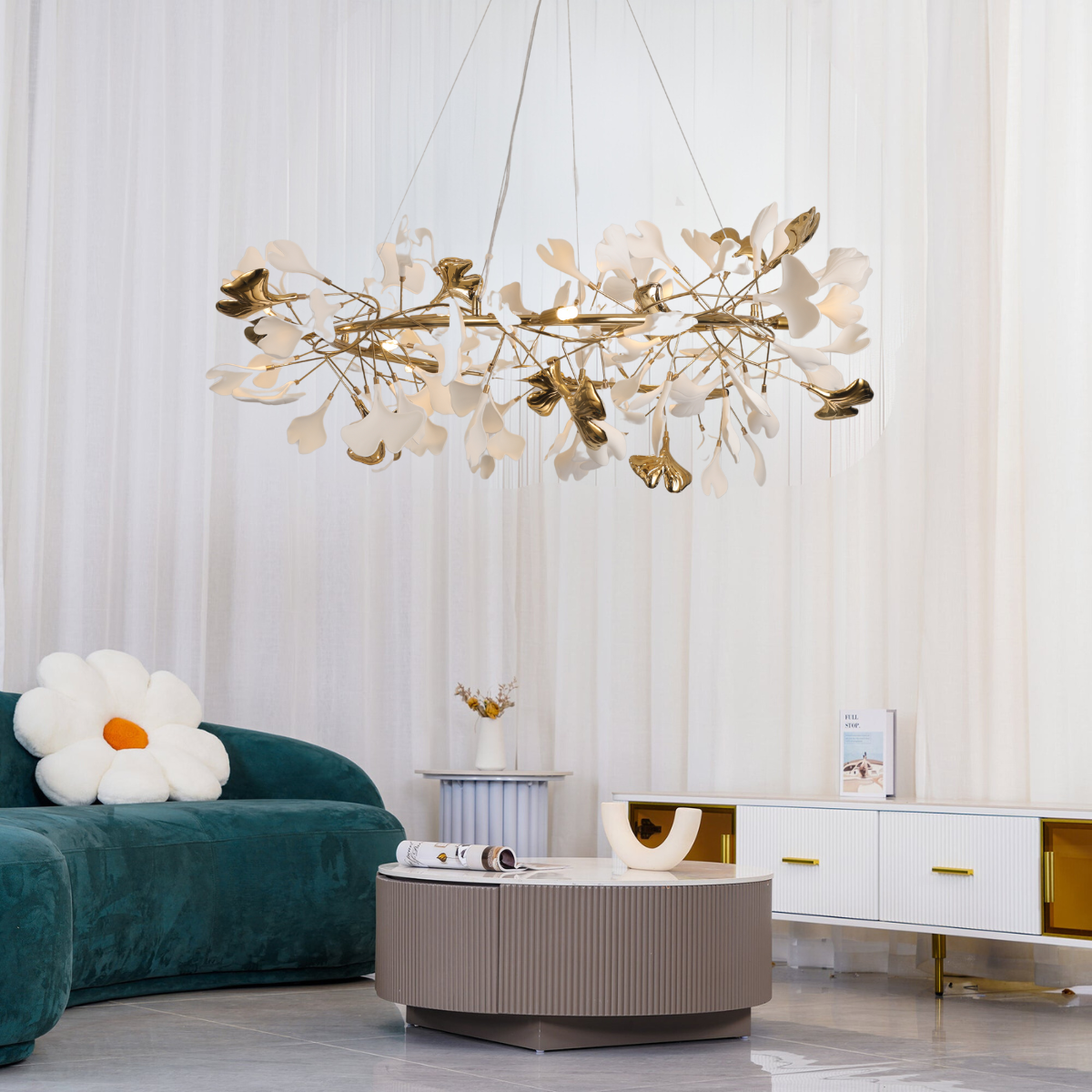 Motadedo Modern Golden LED Chandelier Ceramic
