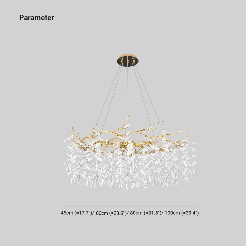 Wonatik Contemporary Gold Glass Crystal Chandelier