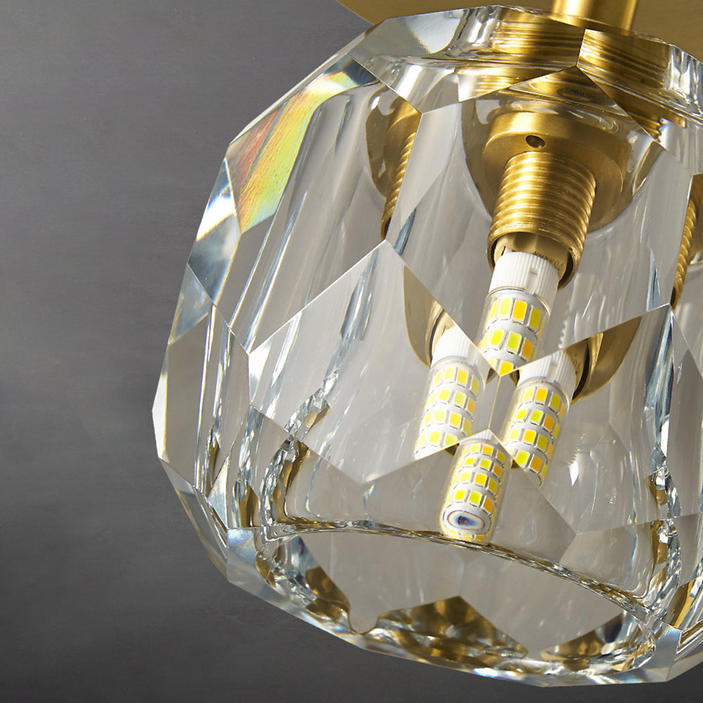 Lebomen Luxury Diamond Metal/ Flush Mount Ceiling Light, Gold