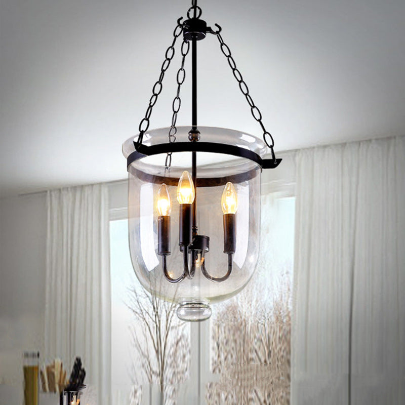 Femakodi Pendant Light Glass Black Industrial LED Living Room