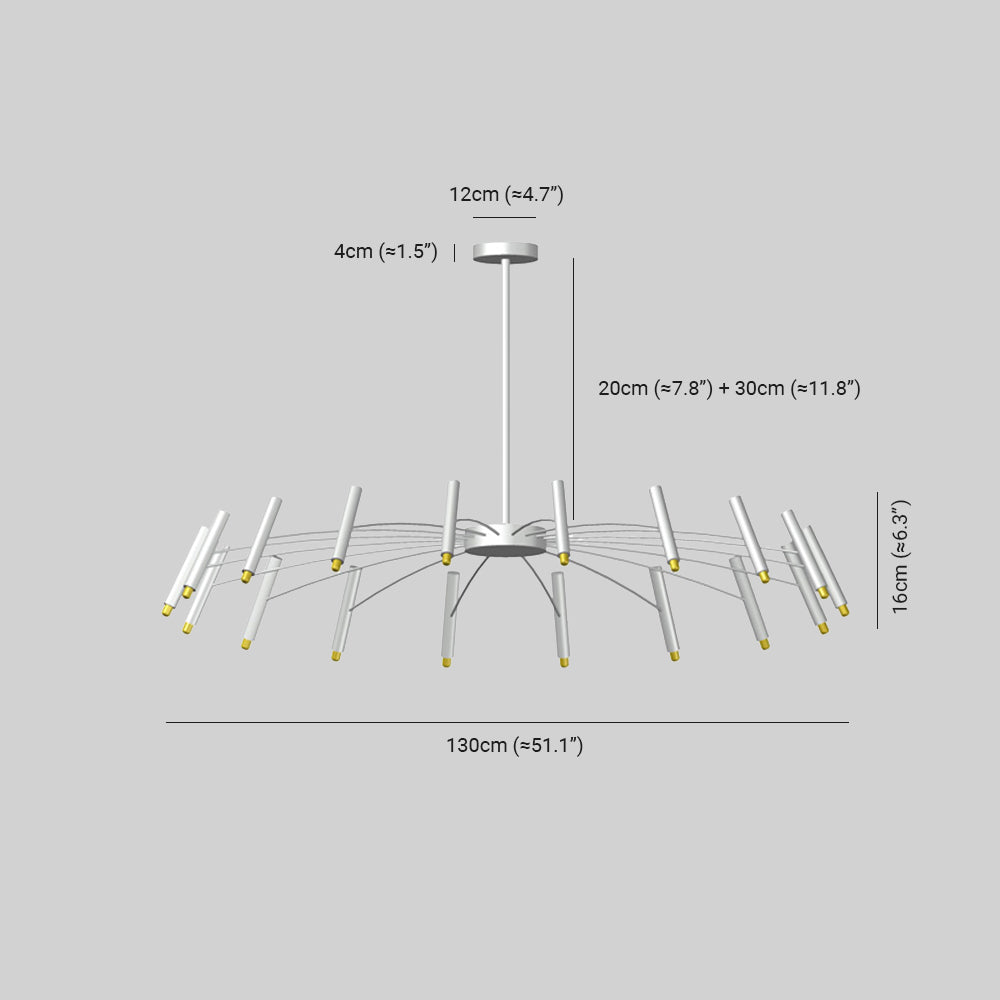 Pumapir Modern Blown Linear Metal Multi-heads Chandelier