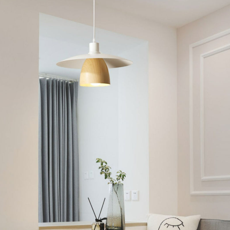 Debapak Modern LED Pendant Light White Wood Metal Bedroom