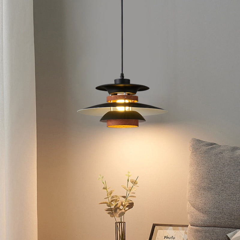 Jenaral Modern Pendant Light Black/White/Wood Metal Dining Room