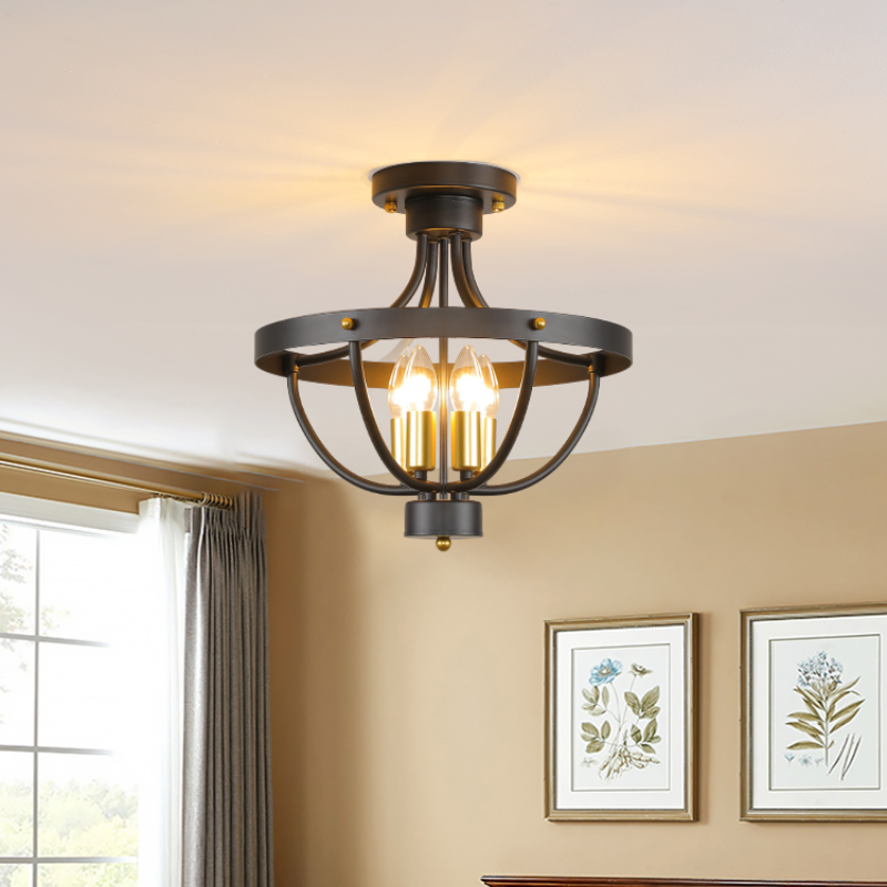 Divoselo Vintage LED Pendant Light Matte Black Metal Dining Room