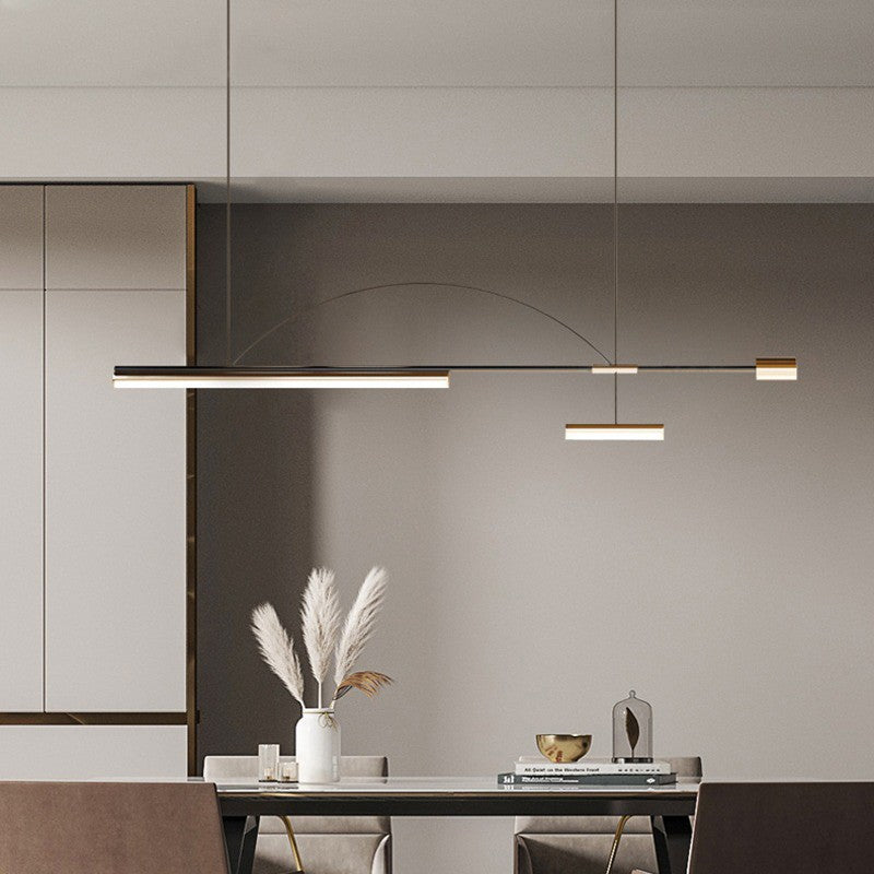 Wikuman Modern Long LED Pendant Light Black Metal Dining Room