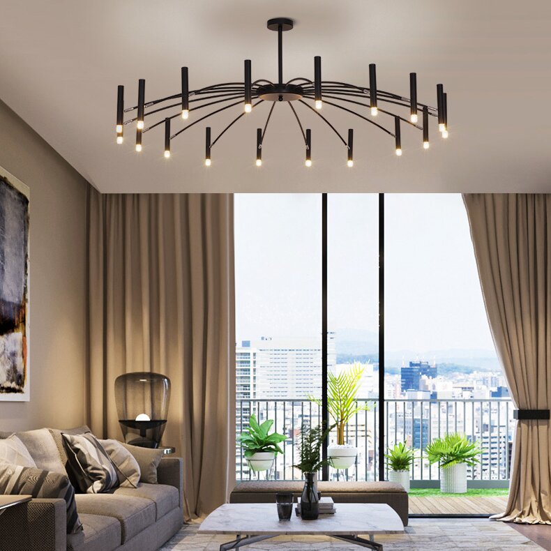 Pumapir Modern Blown Linear Metal Multi-heads Chandelier
