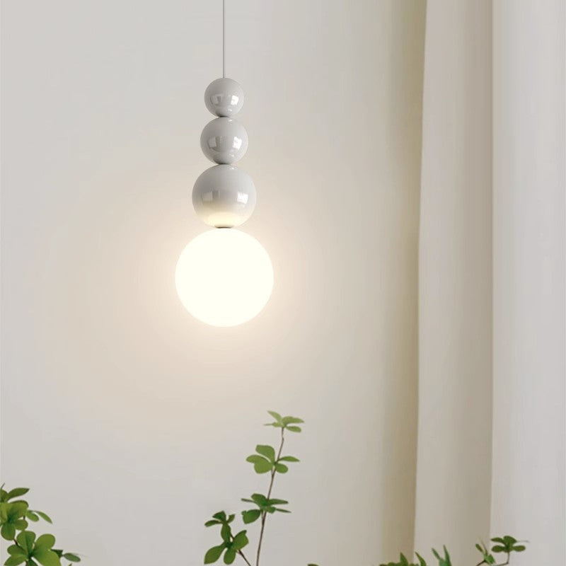Navulos Modern LED Pendant Light White Metal Bedroom Living Room