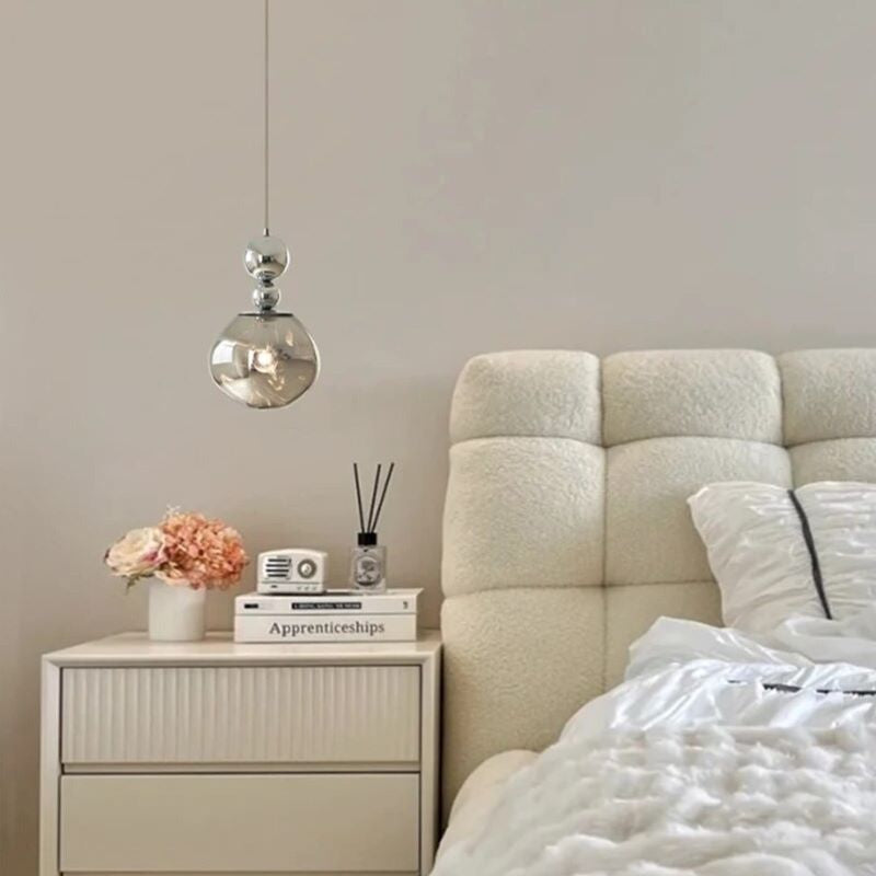 Pikadoke Retro LED Pendant Light Chrome Metal/ Bedroom