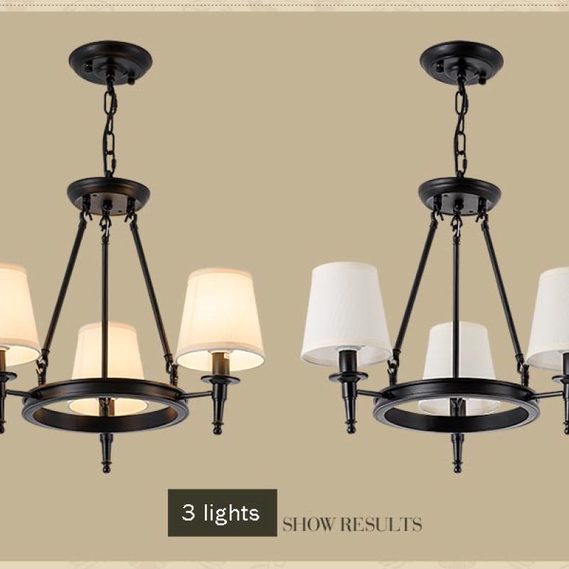 Nelevum vintage Ring Metal/Fabric Chandelier, Black/Copper