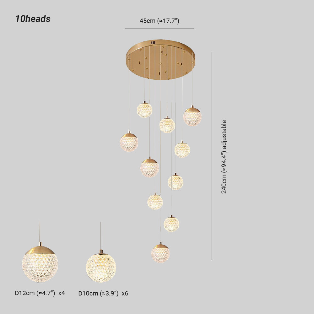Cikakot Multi Staircase Modern Art Deco Pendant Light, Gold