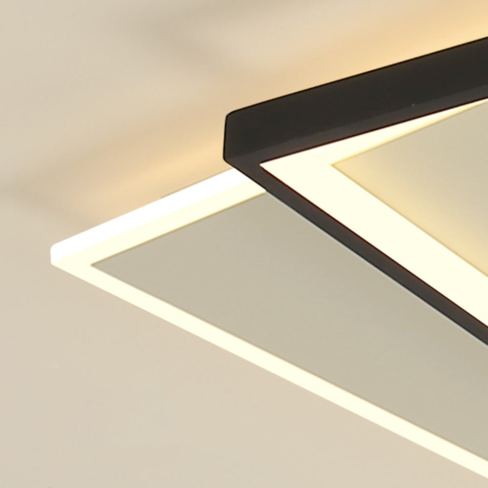 Mabugar Modern Square/ Round Flush Mount Ceiling Light, Black with White