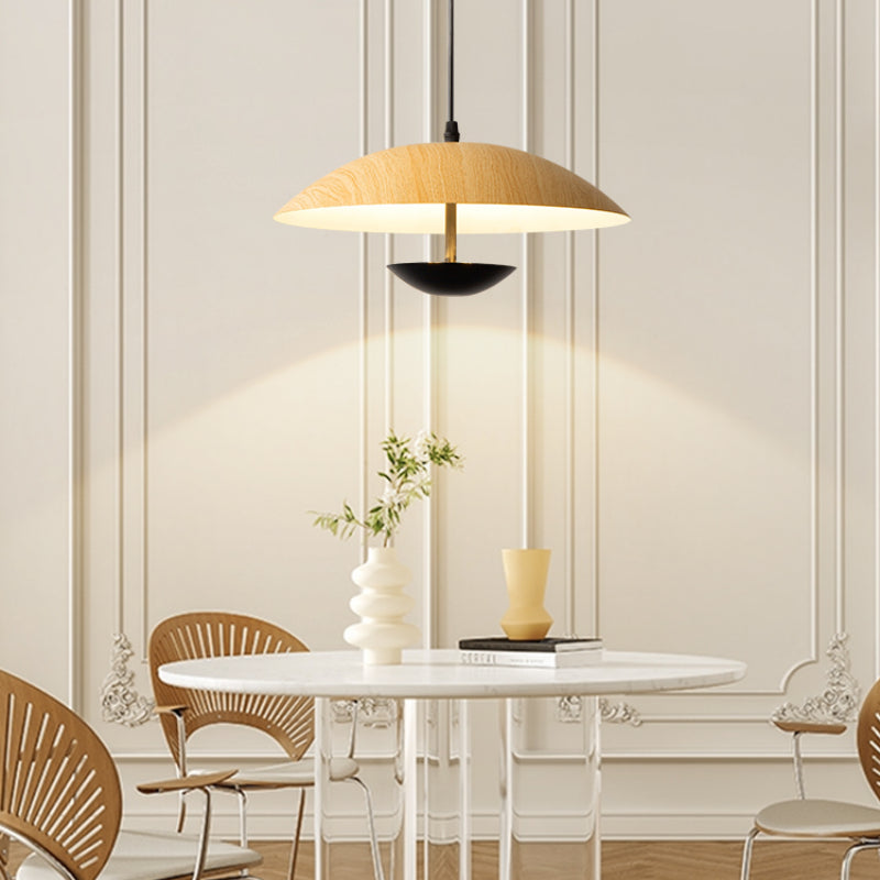 Debapak Modern LED Pendant Light White Wood Metal Bedroom