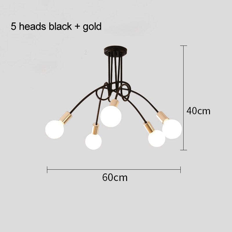 Lopumit Modern Linear Curve Metal Ceiling Light, Dining Room/Living Room