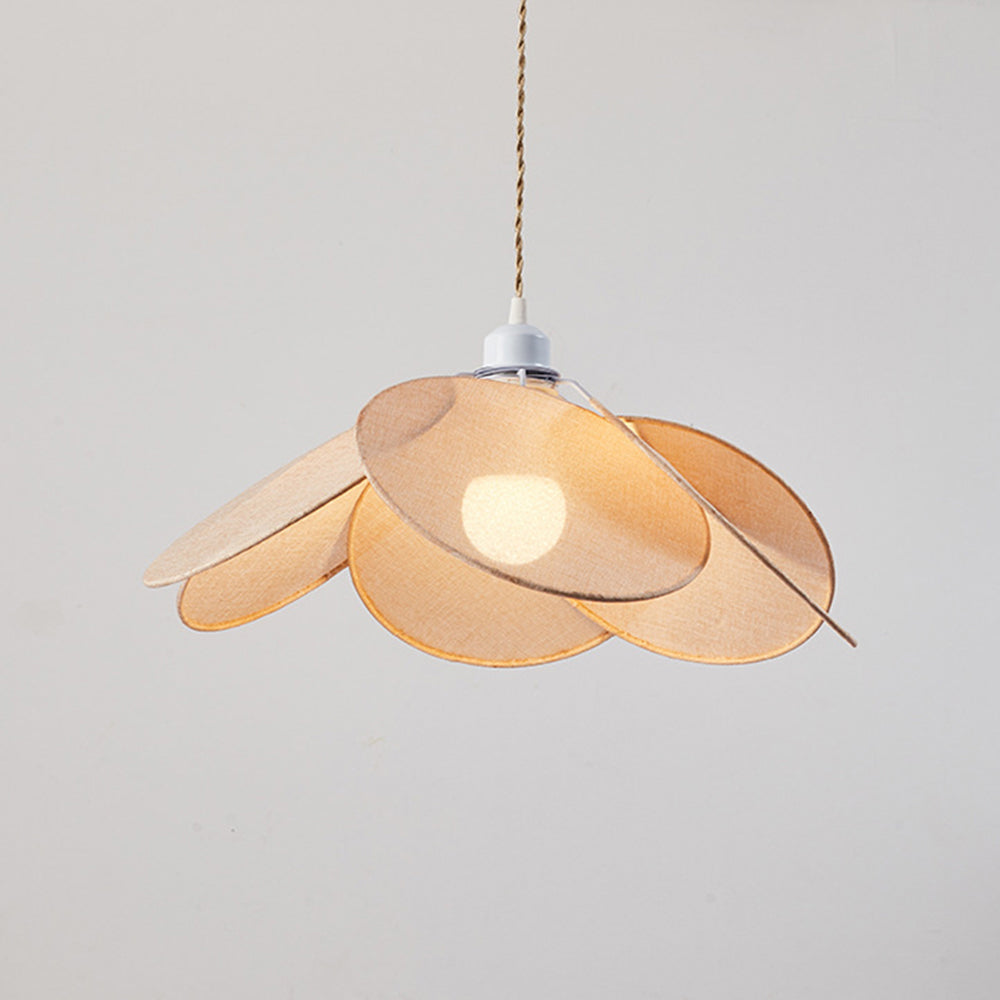 Wavikud Minimalist Fabric Flower Pendant Light, Orange/Brown/Beige