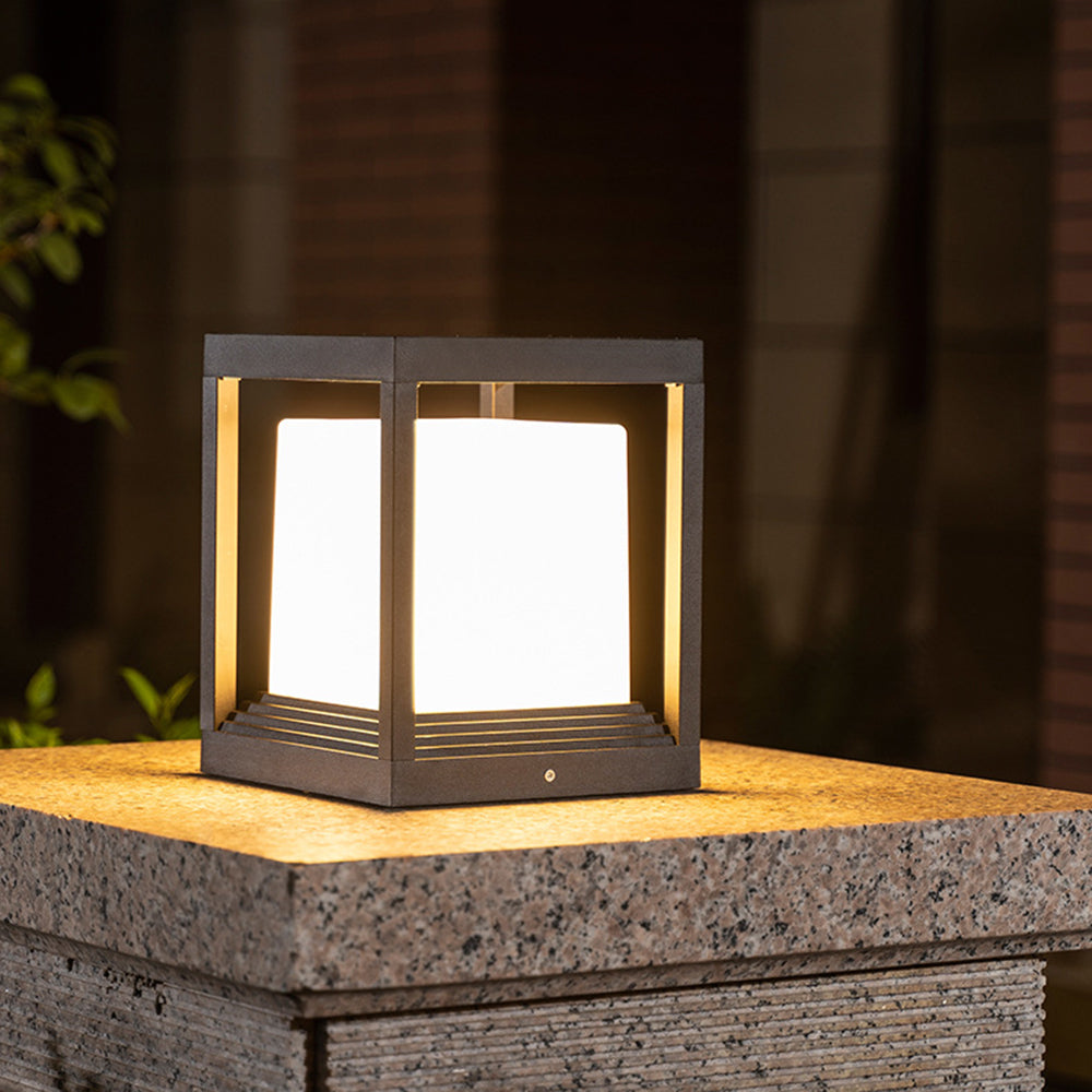 Kelaban Modern Rectangular Metal Outdoor Lamps, Black