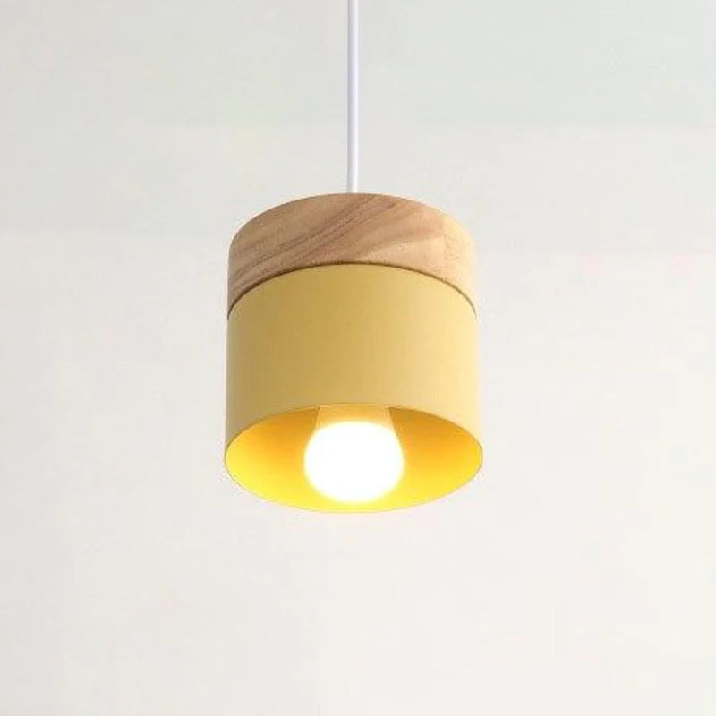 Moturos Modern Can Shape Metal/Wood Pendant Light