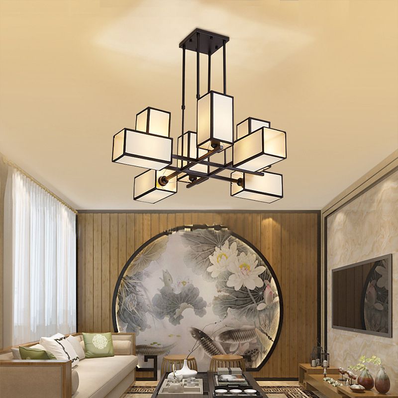 Peligud Pendant Light Square Retro, Metal/Fabric, Black/Gold, Living Room