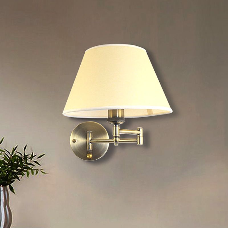 Vilamir Wall Lamp Vintage, Pleated Fabric Adjustable, White/Beige, Bedroom