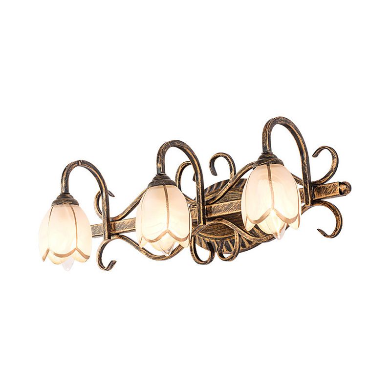 Falugok Antique Brass Flower Mirror Front Vanity Wall Lamp