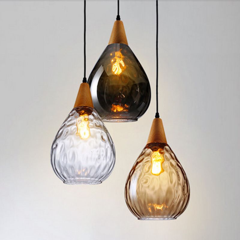 Alverin Pendant Light Glass Wood Amber-Neutral Decor