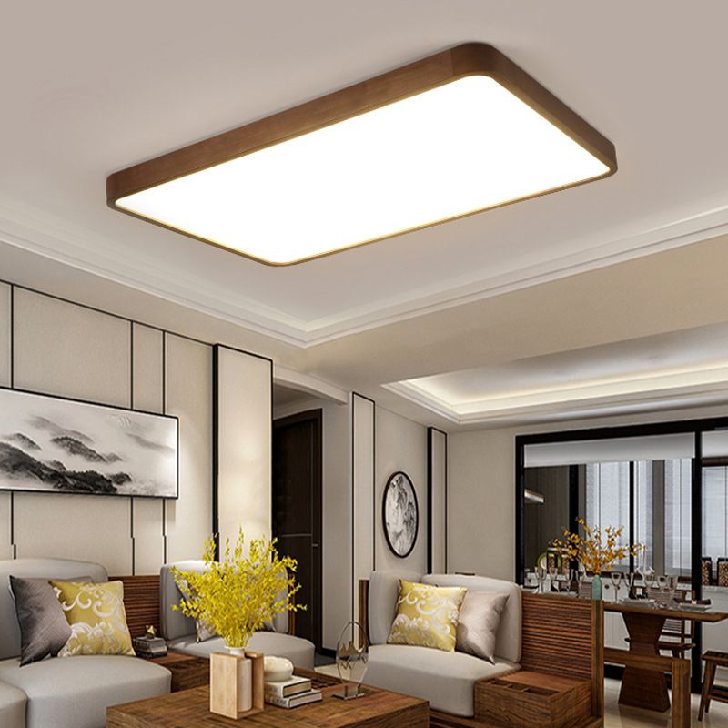 Fomalan Modern Geometric Walnut LED Flush Mount Ceiling Light