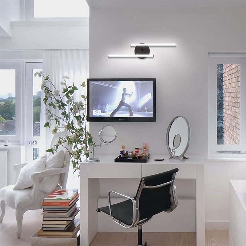 Divipos Modern Bi-Linear LED Vanity Wall Lamp, Black/Silver