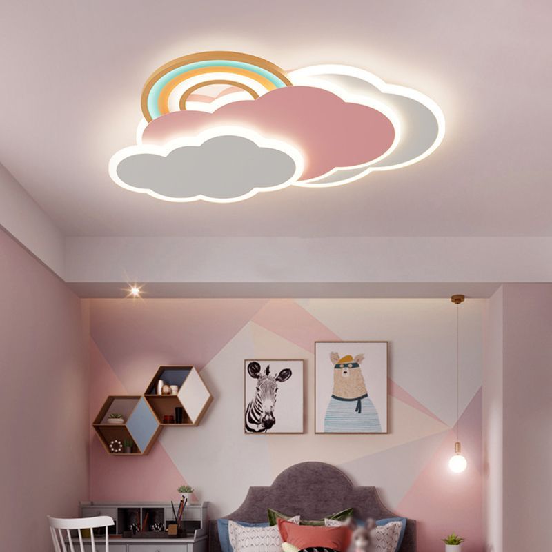 Resemid Modern Cloud/Rainbow Flush Mount Ceiling Light Pink/White