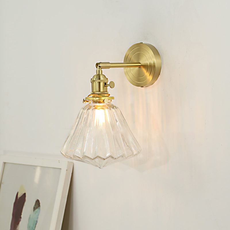 Disobuk Luxury Globe/Flower Glass Vanity Wall Lamp, Gold, Bedroom