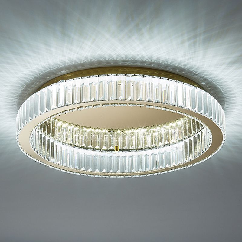 Saledud Modern Art Deco Circular Crystal Flush Mount Ceiling Light Gold