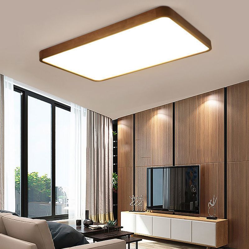 Fomalan Modern Geometric Walnut LED Flush Mount Ceiling Light