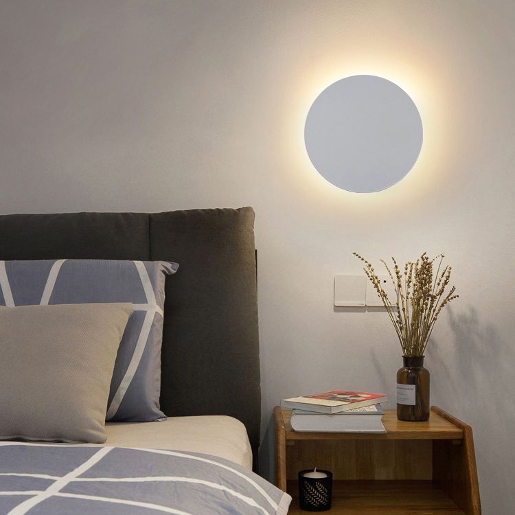 Wibupes Minimalist Round Wall Mounted Lamp, Metal, Bedside/Living Room