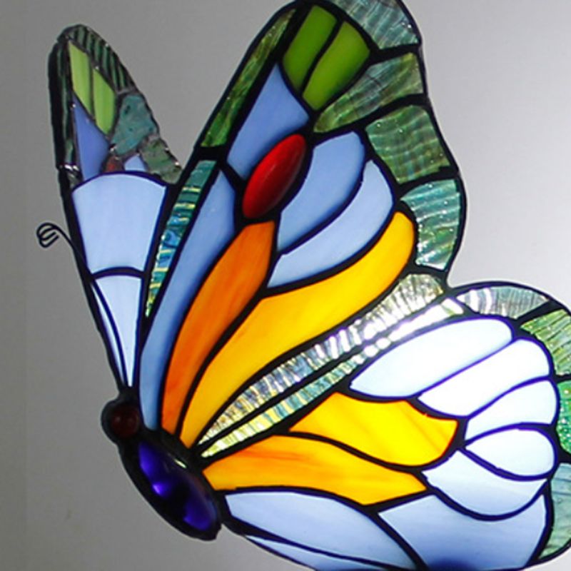 Josuket Artistic Butterfly Metal/Glass Lamps Wall, Red/Blue/Multi-Color/Light Blue