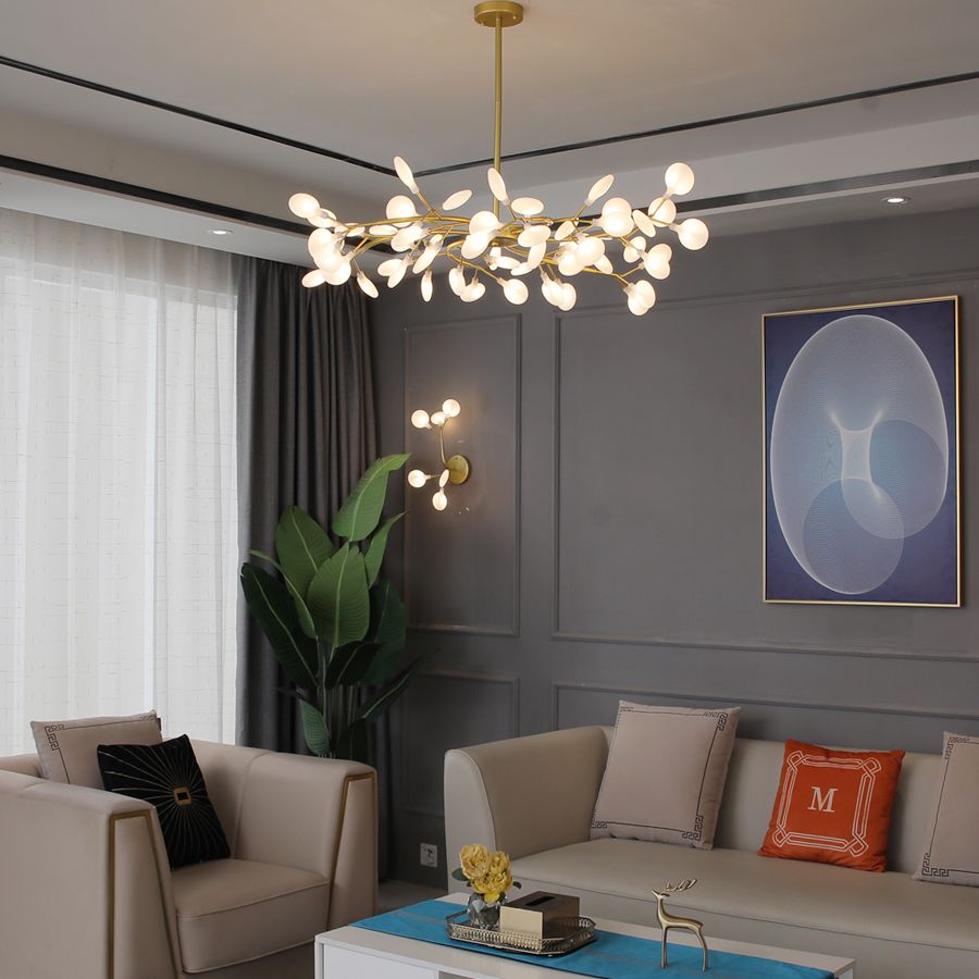 Zumulel Unique Branch Firefly Sputnik Art Deco Chandelier