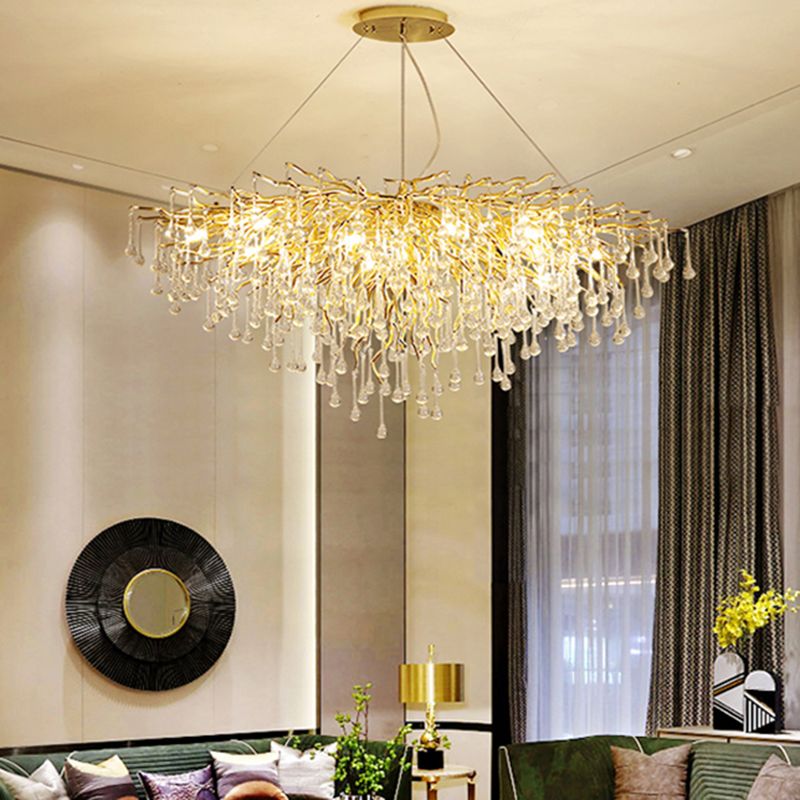 Guveget Pendant Light Tassel Luxury, Metal/Crystal, Gold, Bedroom