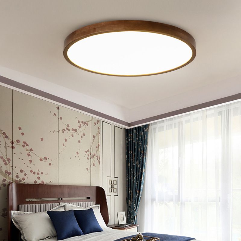 Fomalan Modern Geometric Walnut LED Flush Mount Ceiling Light