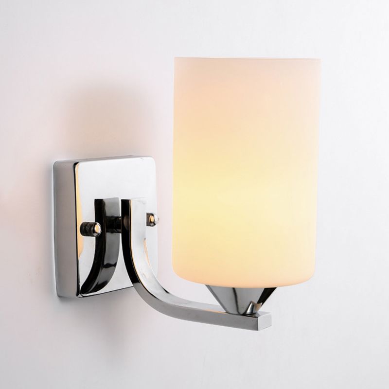 Hegopor Minimalism Cylindrical Metal Glass Art Vanity Wall Lamp, Black/Chrome