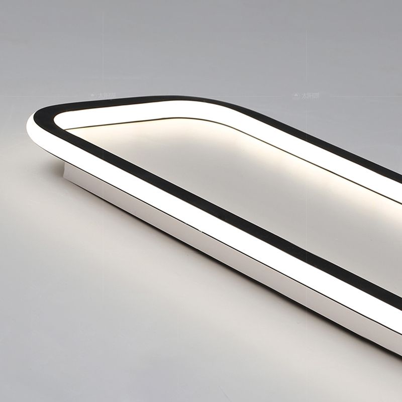 Zanumor Minimalist Flush Mount Black Frame Rectangular Ceiling Light