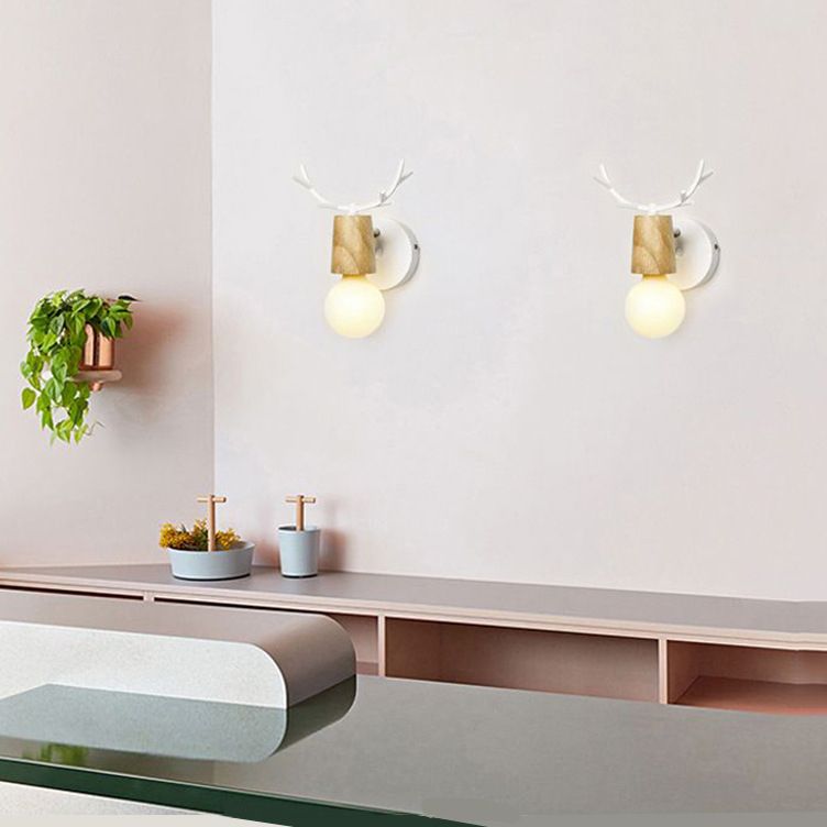 Tasemak Modern Antler Wood/Glass Wall Lamp, Bedroom/Bathroom