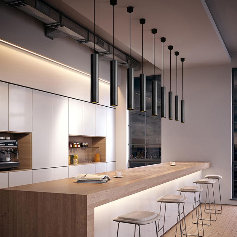 Solira Pendant Light Modern Cylinder Shape Linear Black-Neutral Decor